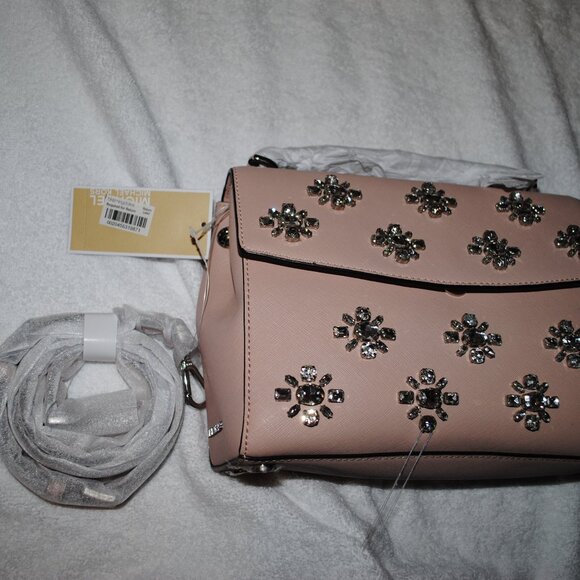 NEW MICHEAL KORS PINK BALLET JEWELED LEATHER SACHEL - Picture 6 of 7